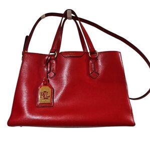 Ralph Lauren Red Leather Tote Bag